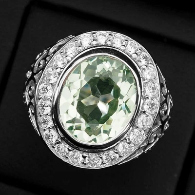 PRECIOSOS ANILLOS BISEL HECHOS A MANO DE PLATA ESTERLINA 925 DE 9,75 QUILATES PERIDOTO VERDE COMO NUEVOS Foto 1 de 4