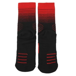 (Black Red)Men Athletic Crew Socks Elite Basketball Socks Cushioned Athletic ES - Picture 1 of 24