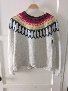 Marine Layer Alpine Fair Isle Sweater Womens M Pullover Crewneck Wool Blend Knit - Picture 1 of 4