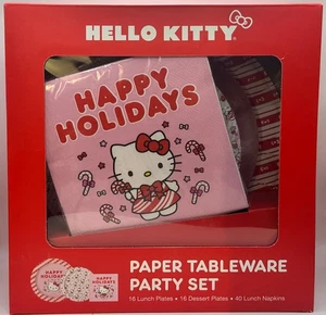 Hello Kitty WEIHNACHTEN Papiergeschirr Party Set Happy Holidays NEU verpackt 72 Teile - Bild 1 von 6