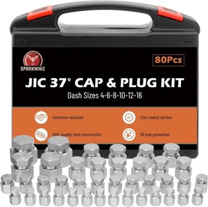 SPARKWHIZ 80 piezas JIC 37° Flare Cap and Plug Kit Manguera Tubo and Pipe Set Hy - Imagen 1 de 6