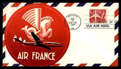 Mayfairstamps US FDC 1960 Air France Airmail Label Tied First Day Cover aau_8103 - Image 1 of 2