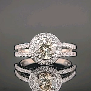 18k White Gold Engagement Ring 1.06ct.Lab Grown Round Diamond  - Picture 1 of 13