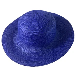Vintage Hamells Cobalt Blue Woven Straw Summer/Beach Hat One Size - Picture 1 of 6