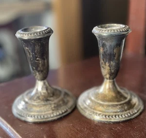 Vintage Empire Silver Company Pair Sterling Silver Weighted Candle Holders - Picture 1 of 8