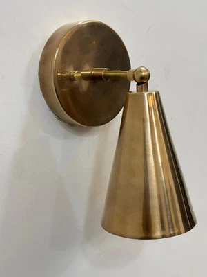 Light Raw Brass Wall Sconce Mid Century Modern Italian Cone Wall Lam - Image 1 of 4
