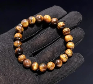Pulseras AA Natural 6-8MM Ojo de Tigre Suave Redondo Piedras Preciosas Curativas 6-8"" - Imagen 1 de 18
