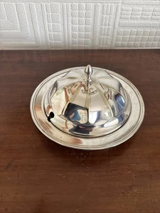 Vintage versilberte Butter-/Marmeladendose mit Glaseinsatz - Bild 1 von 10