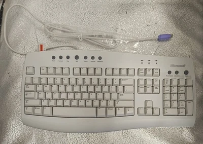 Vintage 2001 Microsoft Internet PS/2 Keyboard X08-71717 White #80L - Image 1 of 3