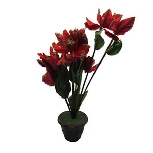 Christmas Large Poinsettia Glitter Plant (Red Xmas Decoration Festive) - Picture 1 of 7