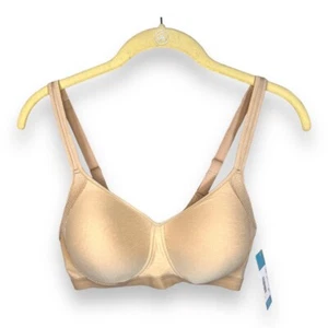 NEW HANES LARGE BEIGE BRA WIREFREE LINED SOFT STRETCH CASUAL COMFORTABLE - Picture 1 of 8