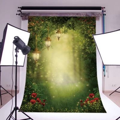 5x7ft Fairytale Magic Forest Lanterns Vinyl Backdrop Studio Photo Background LB - Image 1 of 4