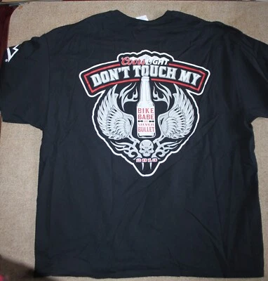2XL T-Shirt, Coors Light, Don't Touch My Bike Babe or Silver Bullet, Back Print. - Image 1 of 3