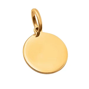 10k Solid Yellow Gold Round Disc Plain Small Delicate Engravable Charm Pendant - Picture 1 of 12