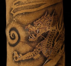 Rare Japanese  Antique yugake archery glove storage bag with Dragon design  ZE46 - Picture 1 of 13