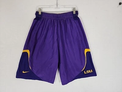Nike Dri Fit LSU Tigers Basketball Shorts 11" Inseam Purple Gold Mens Sz M - Image 1 of 4
