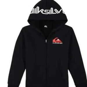NWT Boys Youth Quiksilver Zip Up Front Sherpa Lined Hoodie Black Size XS 5/6 - Picture 1 of 3