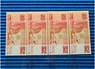 4X AA Singapore Ship Series $2 Note AA 721197-721200 Run First Prefix Banknote 