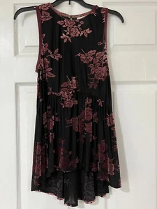 NEW Knox Rose Sleeveless MEDIUM Semi Sheer Top Pink Black Soft & Flowy - Picture 1 of 6