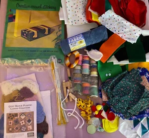 Lot Of Fabric Scraps & Pieces~Embroidery/Stitchery Kits~Felt for Crafts, Misc. - Picture 1 of 9