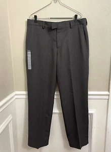 Kenneth Cole Reaction flache Anzughose für Herren 36 x 30 vertikal Tic anthrazit neu mit Etikett - Bild 1 von 6