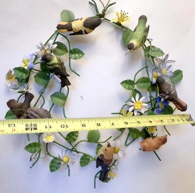 WALL HANGING TOLE WARE Metal WREATH BIRDS FLOWERS Sculpture - Image 1 of 4