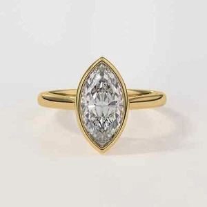 Marquise Lab Grown Diamond Engagement Ring, 14k Yellow Gold - Picture 1 of 5