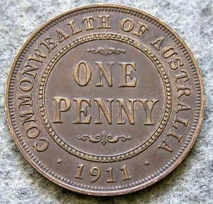 AUSTRALIA King GEORGE V 1911 ONE PENNY High Grade km# 23 yes we combine postage - Picture 1 of 6