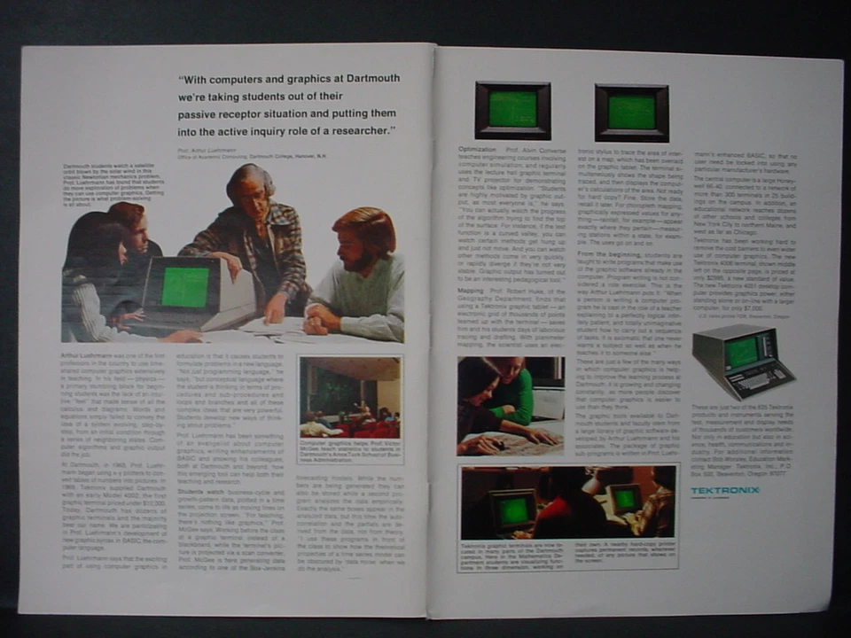 Tektronix Computer Dartmouth College Hanover 1976 nuevo anuncio impreso vintage 11348 Foto 1 de 1