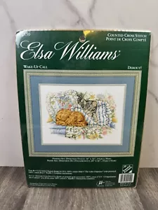 Elsa Williams "Wake-Up Call" cane cucciolo gatto kit punto croce vintage nuovo - Foto 1 di 4