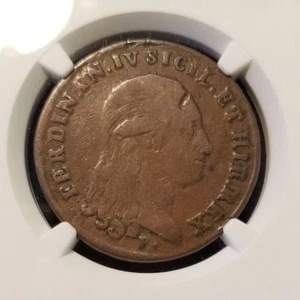 1801 AP ITALY 6 TORNESI 6TOR NAPLES & SICILY NGC F 15 BN - Picture 1 of 3