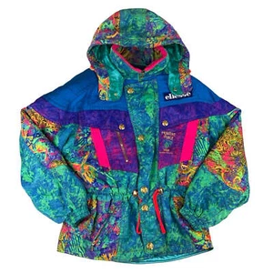 Vintage 90s Ellese Bright Hooded Pattern Ski Jacket XL - Bild 1 von 3