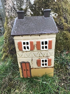 Windlicht Haus aus Steingut Dekohäuser Lichthäuser Haus Höhe 23cm NEU handbemalt - Bild 1 von 4