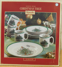 Spode Christmas Tree 12 PC Set 4x Plate 10.5" 4x Plate 8" 4x Mug 9 oz. Set New