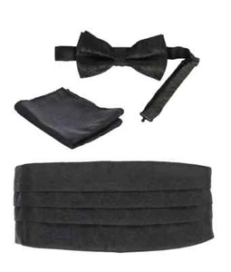 Boy's Formal Adjustable Paisley Cummerbund Bow Tie Pocket Square 3Pc Set CM-83P - Picture 1 of 28