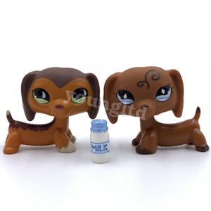 2PCS Littlest Pet shop toys bobble head dog dachshund #675 #640 with Accessories