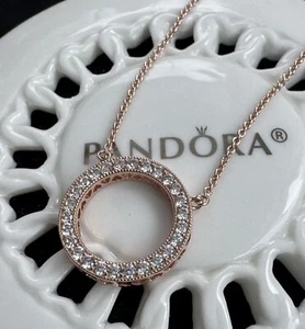 Authentic Pandora ROSE Hearts of Pandora Necklace #580515CZ- 45 cm / 17.7 in - Picture 1 of 7