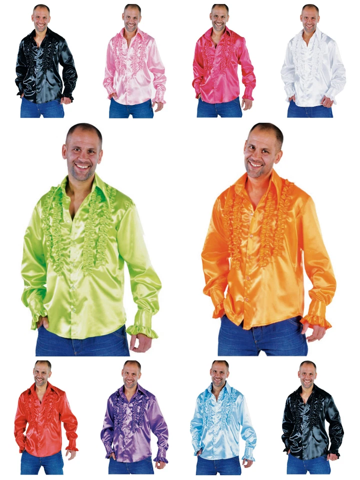 Camisas de proxeneta sedosas/satinadas años 70 - con volantes - excelente relación calidad-precio (estilo 2) Foto 1 de 1