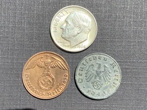 German Reich 1937-1945 Roosevelt Dime BU 90% Silver US Germany Lot - Picture 1 of 2