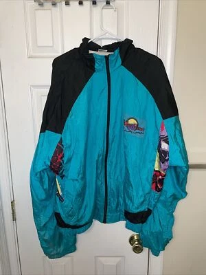 Abrigo Chaqueta Cortavientos Vittori Vintage Talla L Azul Negro Color Bloque Foto 1 de 3