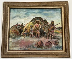 Vintage Oil Painting “Apache Scout Family Aztec Territory 1870” by Bill Rakocy - Picture 1 of 6