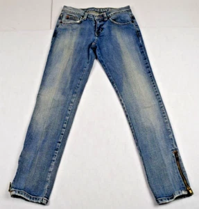 Vintage Guess Jeans W24 L26 90s Blue Front Back Fading Low Rise Slim Zip Calf - Picture 1 of 13