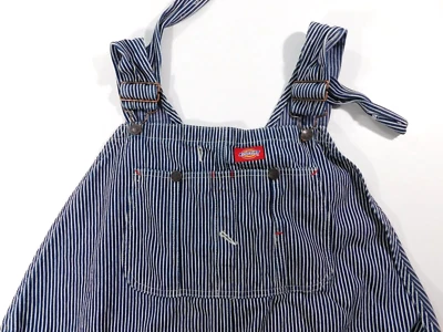 Dickies Denim Bib Overalls Railroad Pinstripe Size 50x30 Blue White Stripes - Image 1 of 4