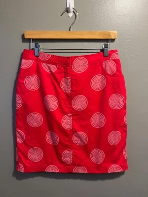 Falda de seda August para mujer 6 bolsillos delanteros estampados rojos hasta la rodilla Foto 1 de 4