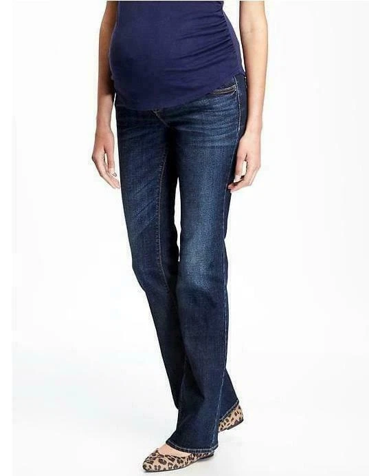 OLD NAVY by GAP Maternity ~ New NWT 16 18 ~ Dark Wash FULL PANEL BOOTCUT Jeans - Image 1 of 1