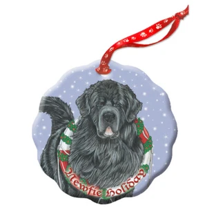 Adorno de árbol de Navidad de porcelana de vacaciones perro Terranova Newfie - Imagen 1 de 2