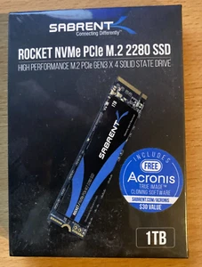 1TB Sabrent Rocket, M.2 NVMe 2280 (SBRKT1TB) SSD. New Retail Box Sealed... 👀 - Picture 1 of 1
