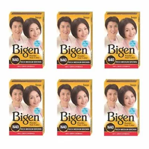 Bigen Powder Hair Color, Rich Medium Brown N40 - Pack of 6 (Combo Set) - Picture 1 of 2