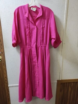 Vestido Vintage Lese M. Maxi Largo 12 Rosa Caliente Años 80 Barbie Núcleo Botones Limpio EE. UU. Foto 1 de 4