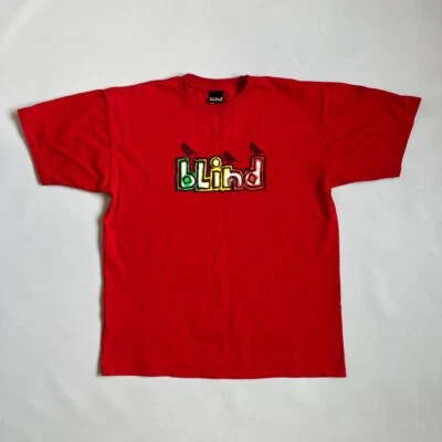 Camiseta roja vintage de los años 2000 Blind Skateboards talla M Foto 1 de 4